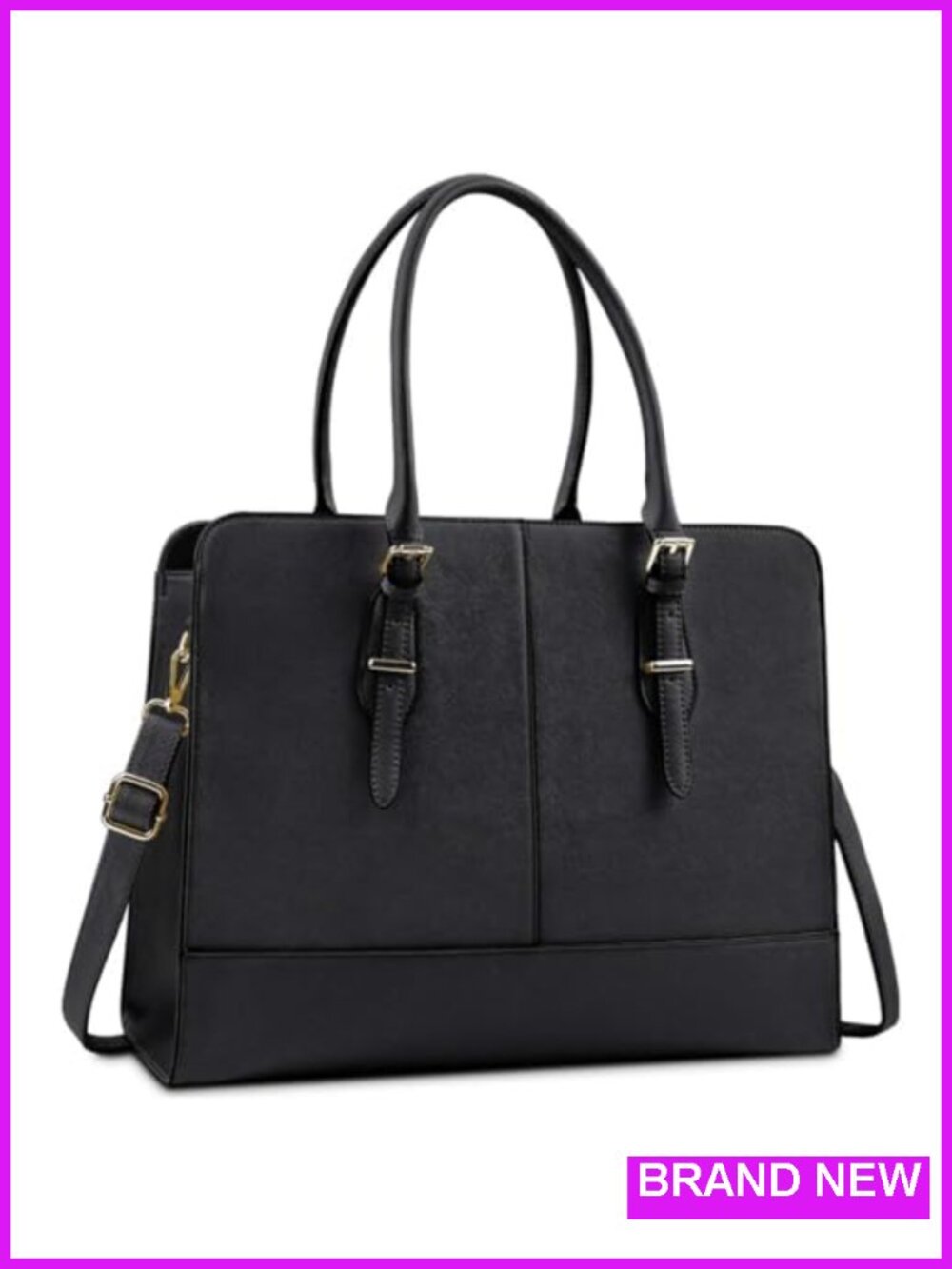 PU Leather Laptop Tote Bag 15.6 Inch Work Messenger Shoulder Bag Office Handbag
